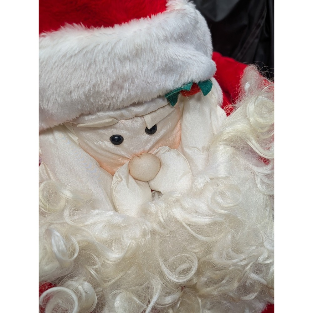 Retro Kitsch 54 Inch Life Size Plush Santa Claus Figure, Nostalgic Holiday Decor
